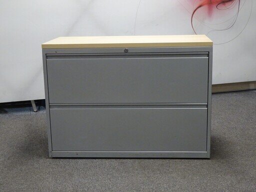 720h mm Grey Metal with Maple Top 2 Drawer Side Filer
