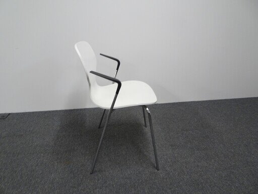 Cafeacute Style White Wooden Chair with Armrests