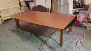 additional images for 3000 x 1600mm brown leather top barrel shape boardroom table (CE)