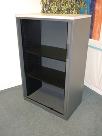 additional images for Triumph 1300mm high graphite/light grey side tambour cupboards