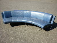 additional images for Blue leather 90 degree sofas