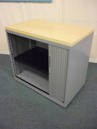 additional images for Bisley desk high silver/maple tambour cupboards