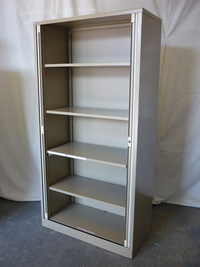 additional images for Bisley 1970mm high beige/cream side opening tambour cupboards,
