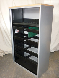 additional images for Silver 1650mm high tambour cupboard with beech top