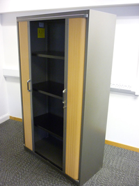additional images for Steelcase 1700mm high silver/beech tambour cupboard