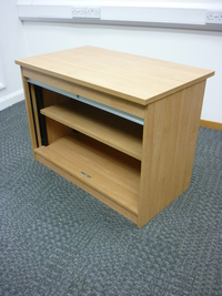additional images for Desk high oak with silver tambour front cupboard