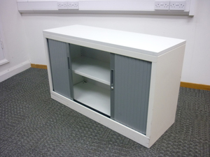 additional images for Desk high white tambour cupboard