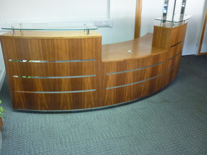 additional images for Light walnut curved reception desk