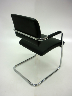 additional images for Black leather look cantilever meeting chairs