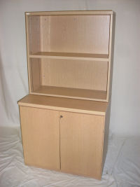 additional images for Light oak double door desk high cupboards