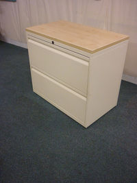 additional images for Bisley desk high cream/maple 2 drawer side filer