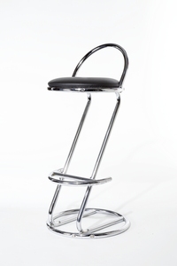 additional images for Black leather look chrome bar stools