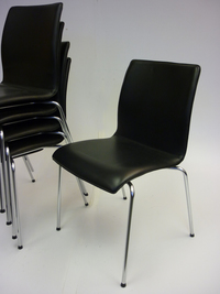 additional images for Black leather stacking chairs