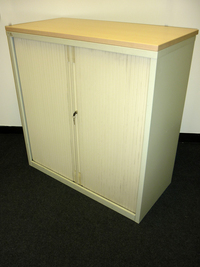 additional images for Triumph 1050mm high cream/maple tambour cupboard