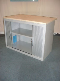 additional images for Steelcase metal/maple tambour cupboard