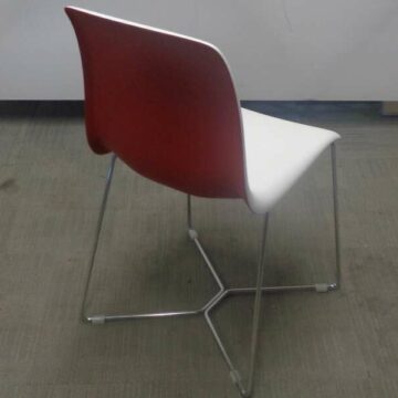 Red and White Plastic Shell Chair